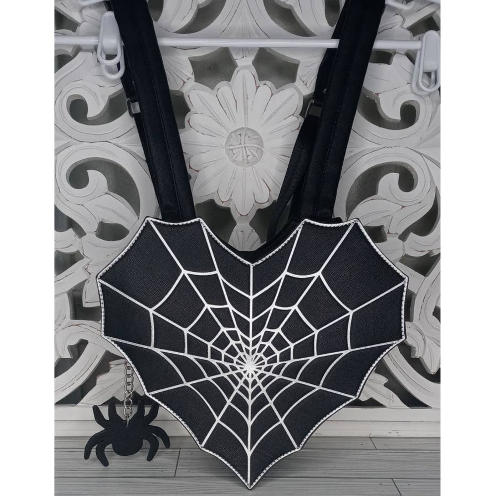 Mad Engine Halloween Spider Web Heart Backpack Purse - New